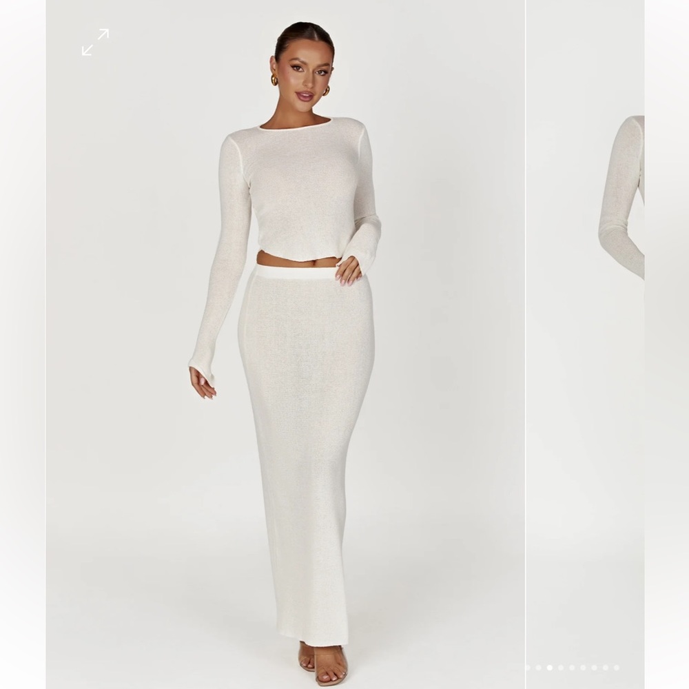 Meshki Knit Maxi Skirt - White